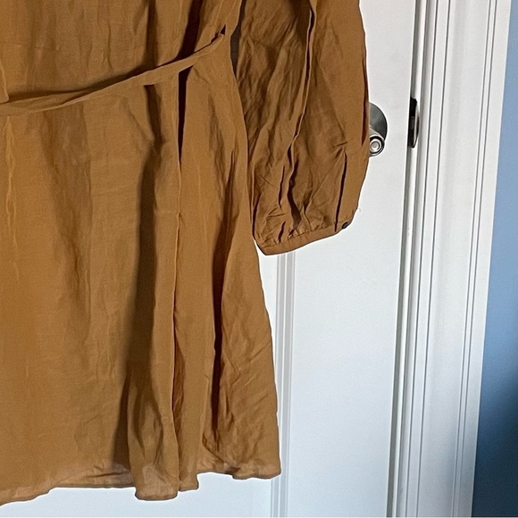 Madewell Linen-Blend Balloon-Sleeve Wrap Dress 35364 - Picture 11 of 13